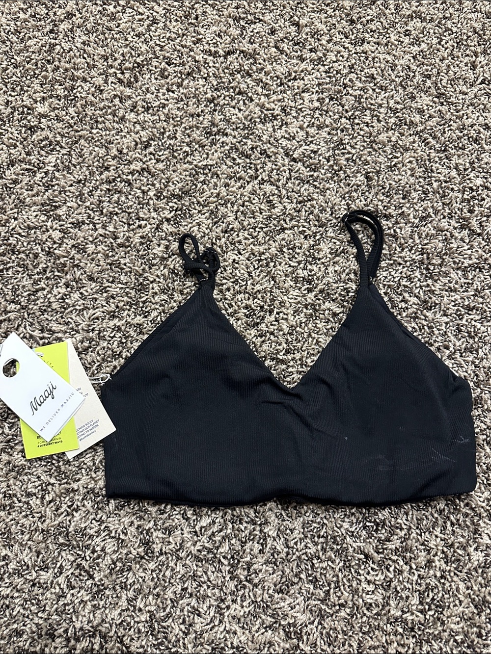 Maaji Black Ribbed Bralette Top